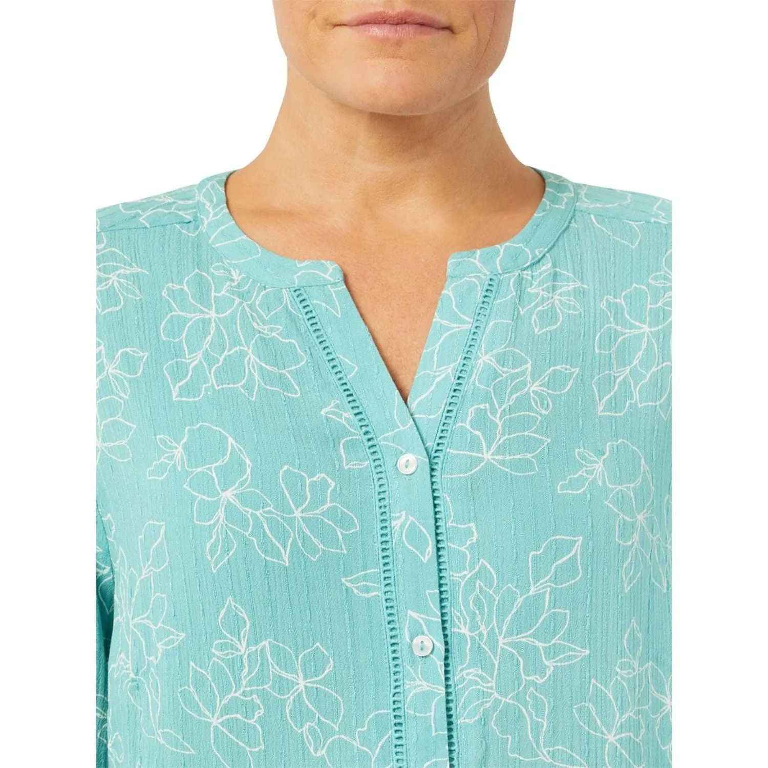 TIGI 14/16 Notch Neck Latice Trim Shirt