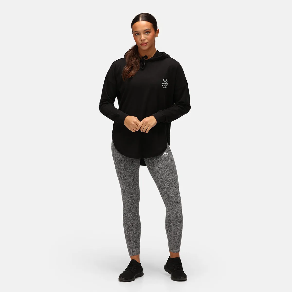 TKB Black Curved Hem Hoodie