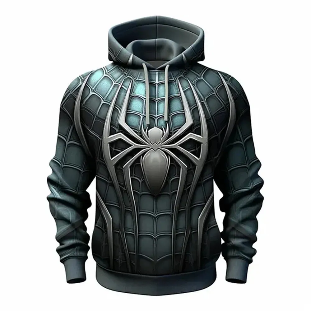 Vintage men's sweatshirt 3D spider print casual hoodie Autumn winter oversized clothing Harajuku super Dalian hoodie jumper