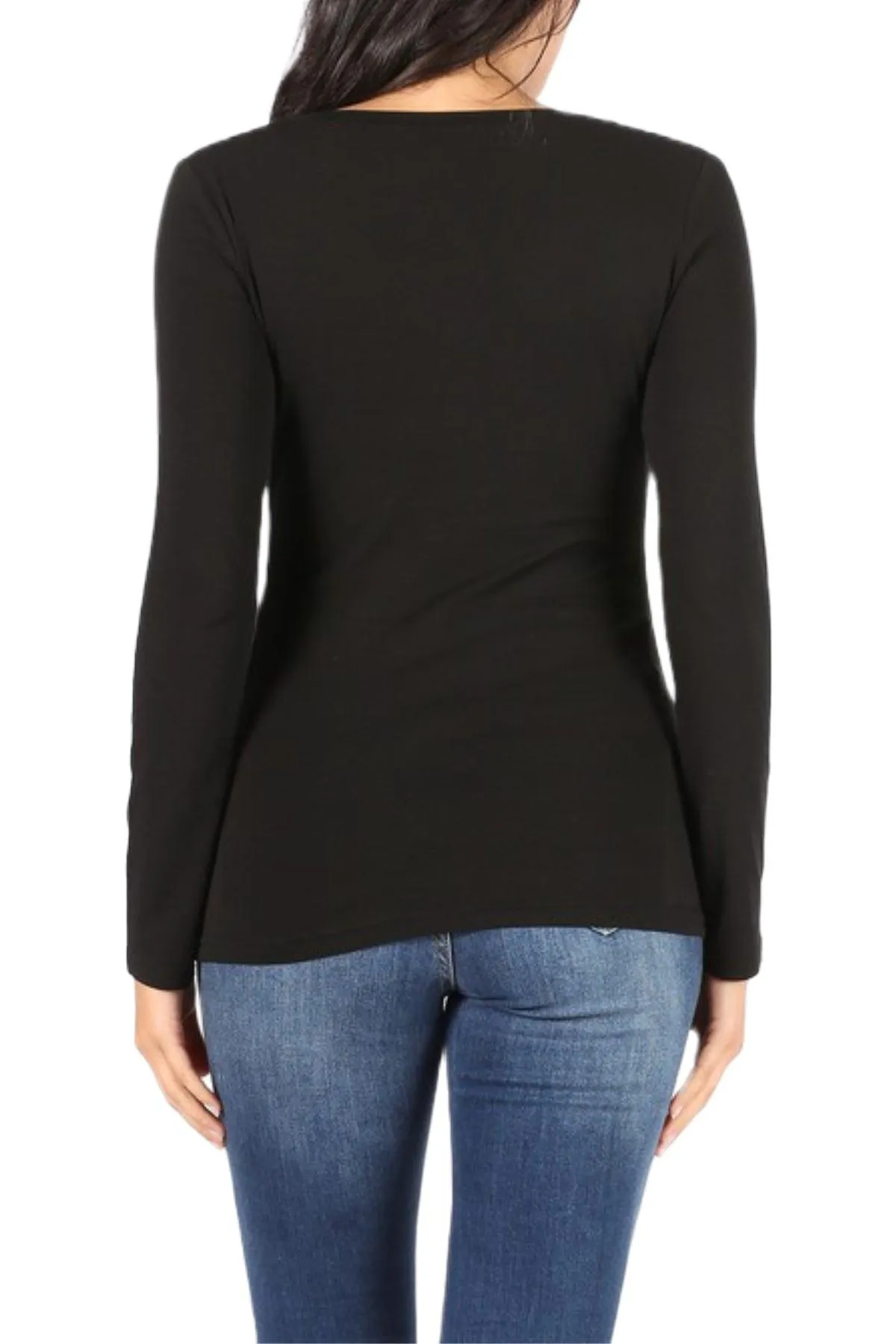 Women's Basic Long Sleeve V-Neck Tee