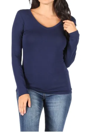 Women's Basic Long Sleeve V-Neck Tee