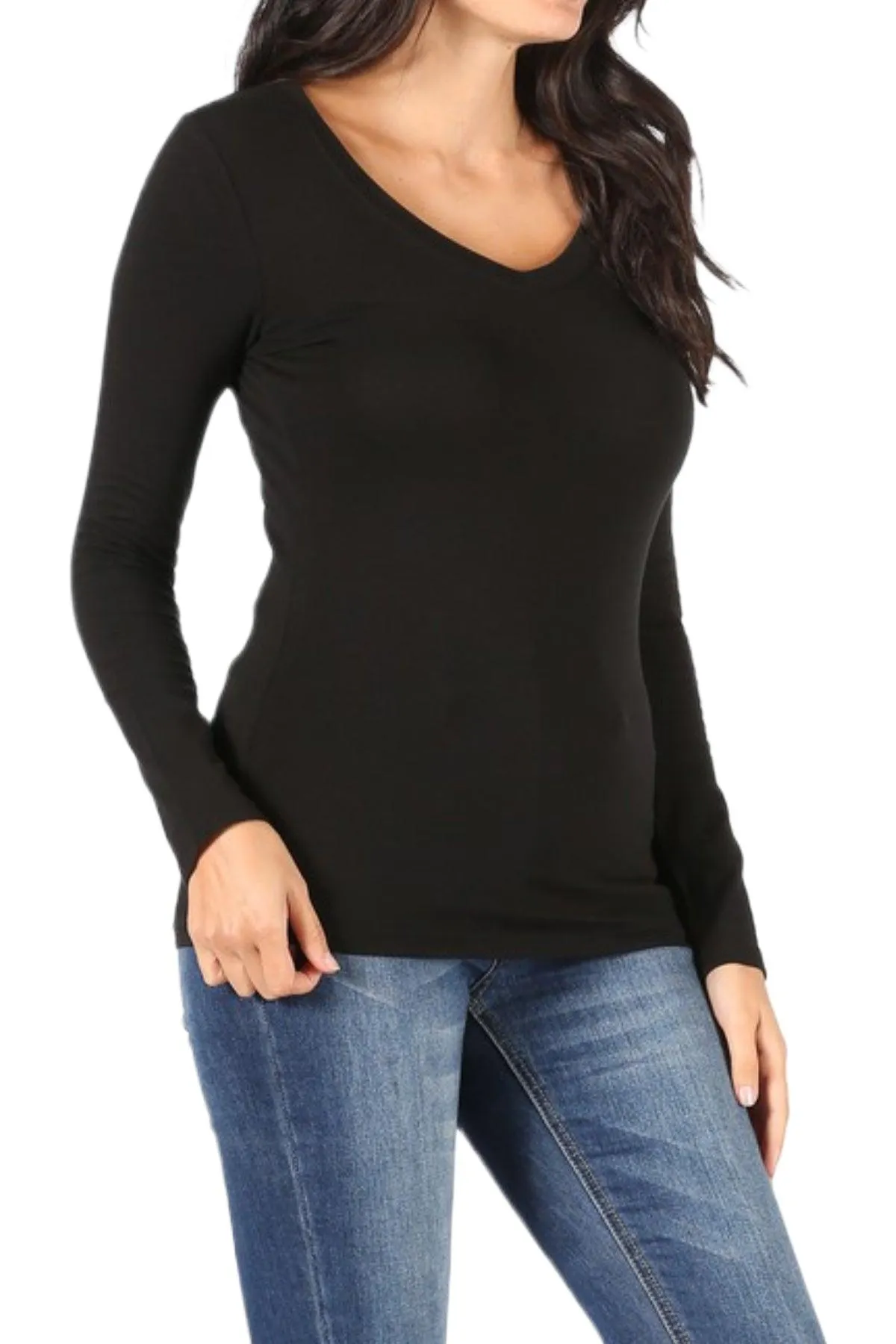 Women's Basic Long Sleeve V-Neck Tee