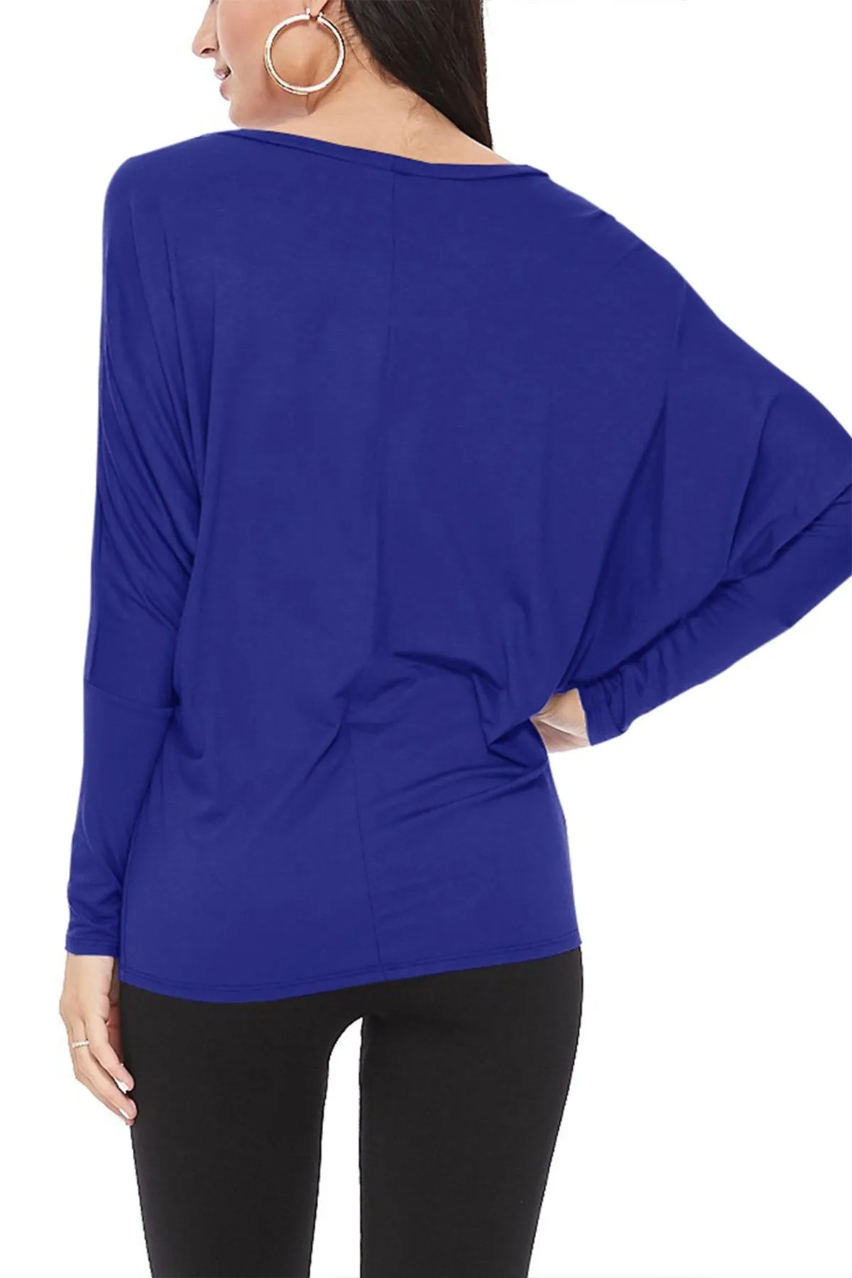 Women's Lightweight Solid Stretch Loose Fit Long Sleeve Dolman Tunic Top (Pack of 2)