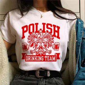 Womens Polish T-Shirts - Red & White