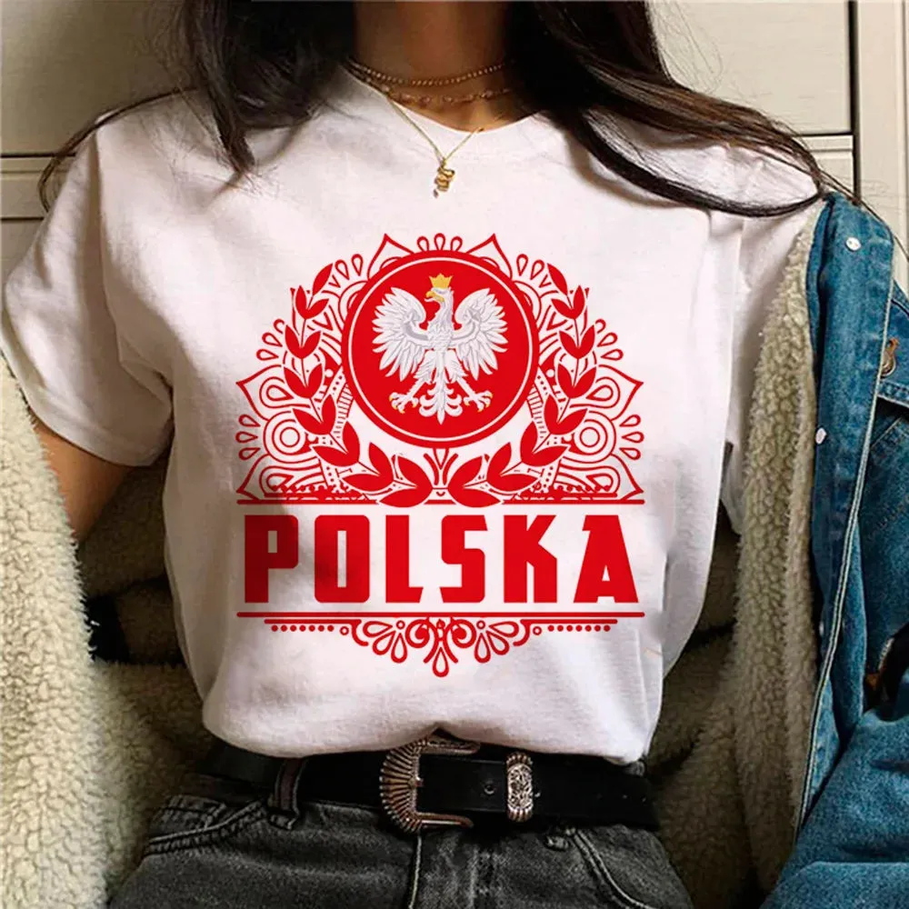 Womens Polish T-Shirts - Red & White