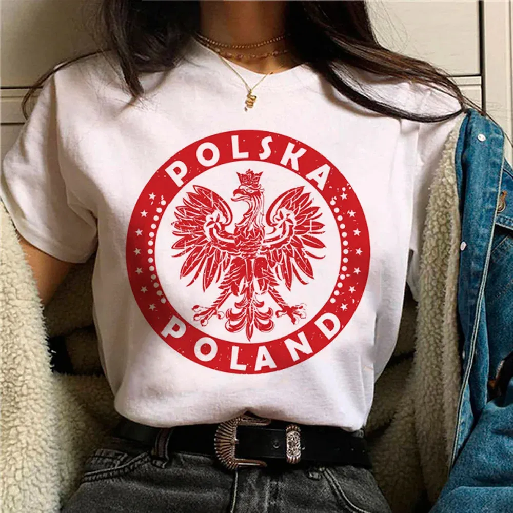 Womens Polish T-Shirts - Red & White