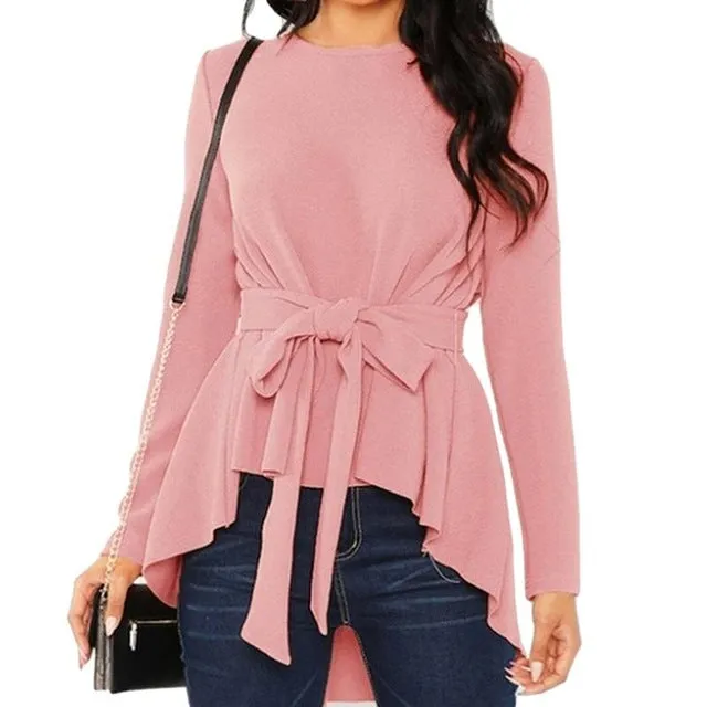 Women's Stay Classy Hi-Lo Belted Blouse