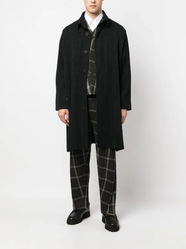 Wool Pleats Coat - Black